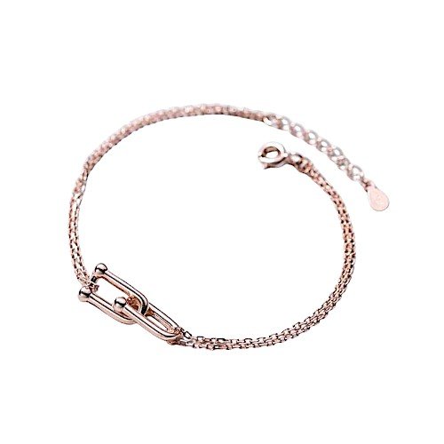 Chain link bracelet in 925 sterling silver and rose gold 1