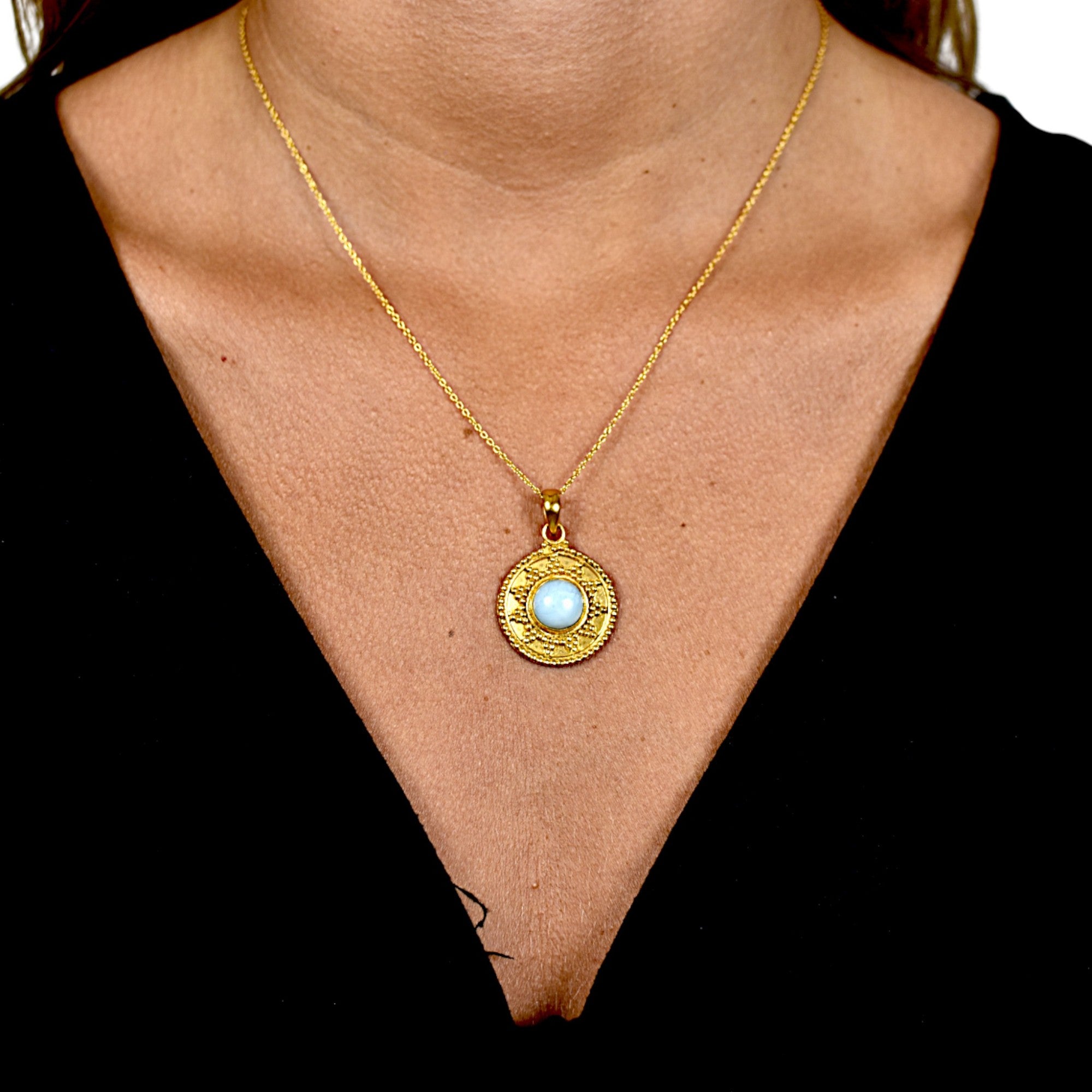 Aquamarine Blue Gemstone Pendant Necklace