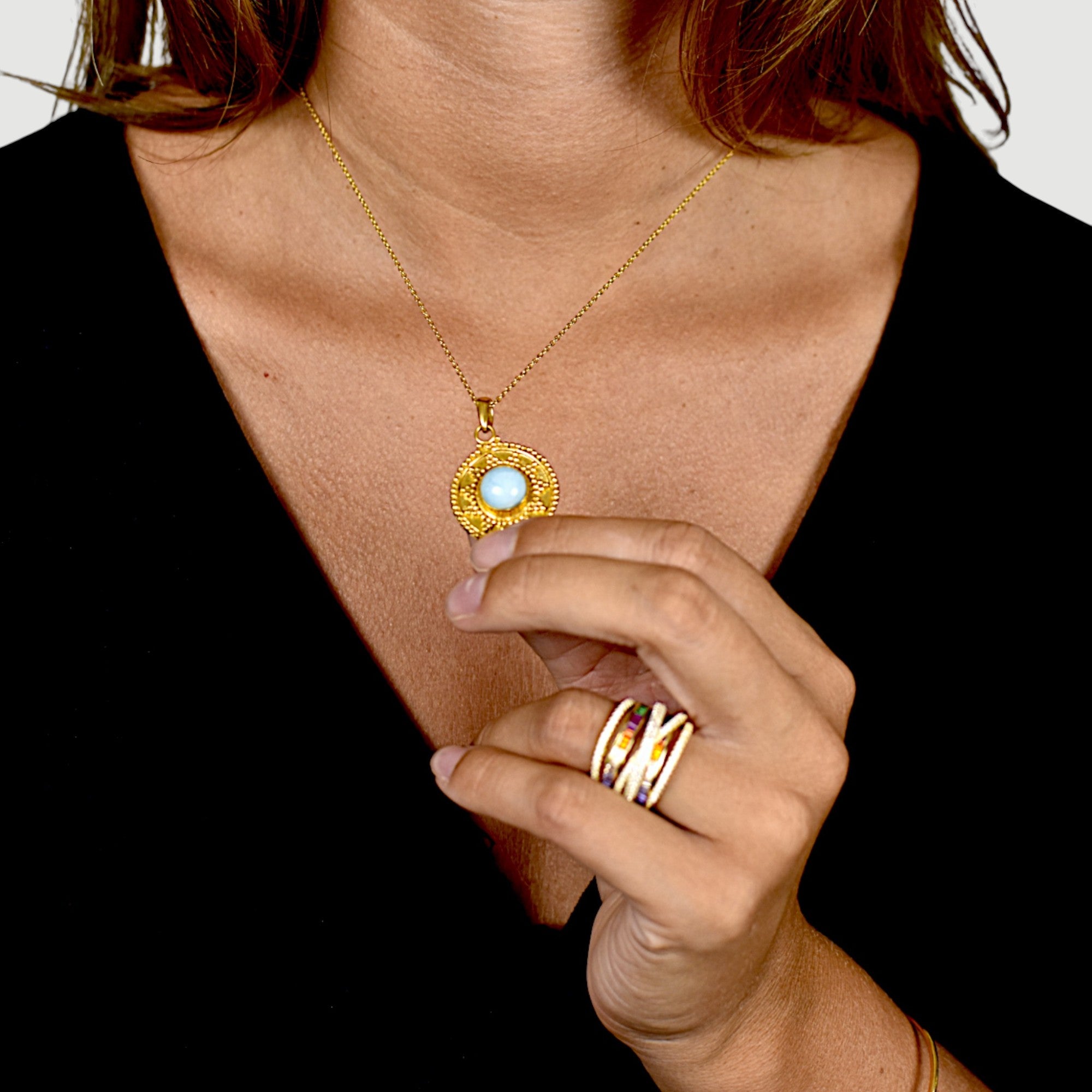 Aquamarine Blue Gemstone Pendant Necklace