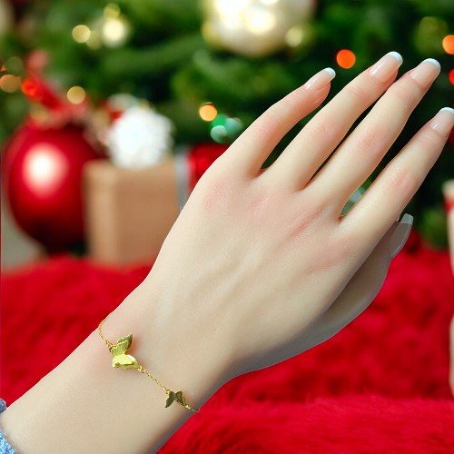 Butterfly bracelet in 925 sterling silver and 18K yellow gold plating 2