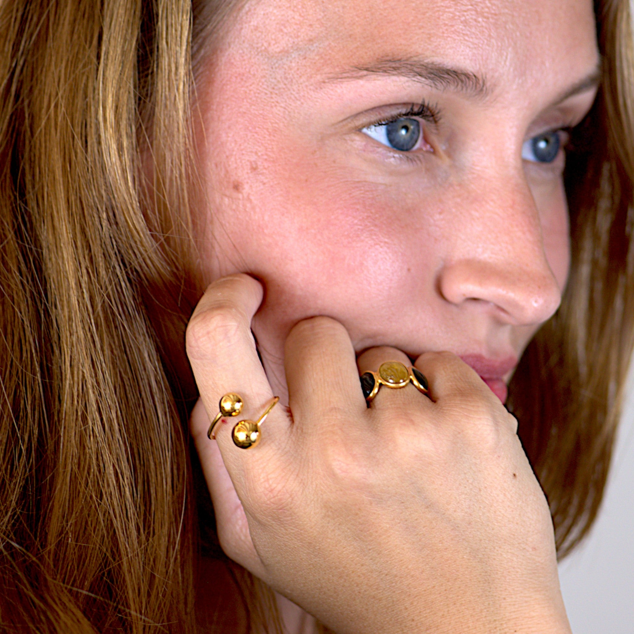 Bold Twin Sphere Statement Ring