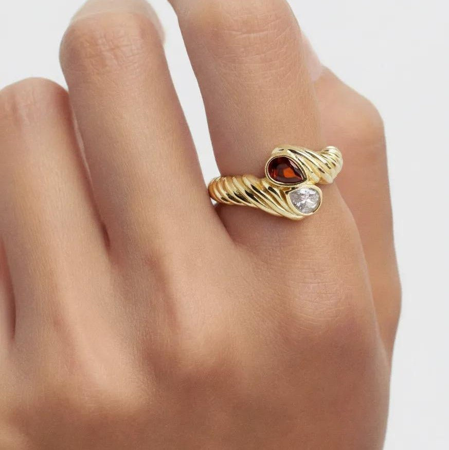 Dual Gemstone Open Ring1