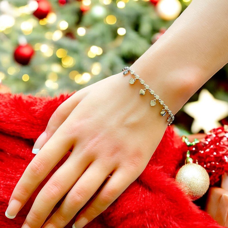 Heart Charm Bracelet in sterling silver for women 3