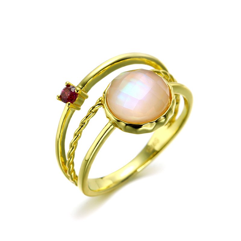 pink shell pearl ring in sterling silver 1