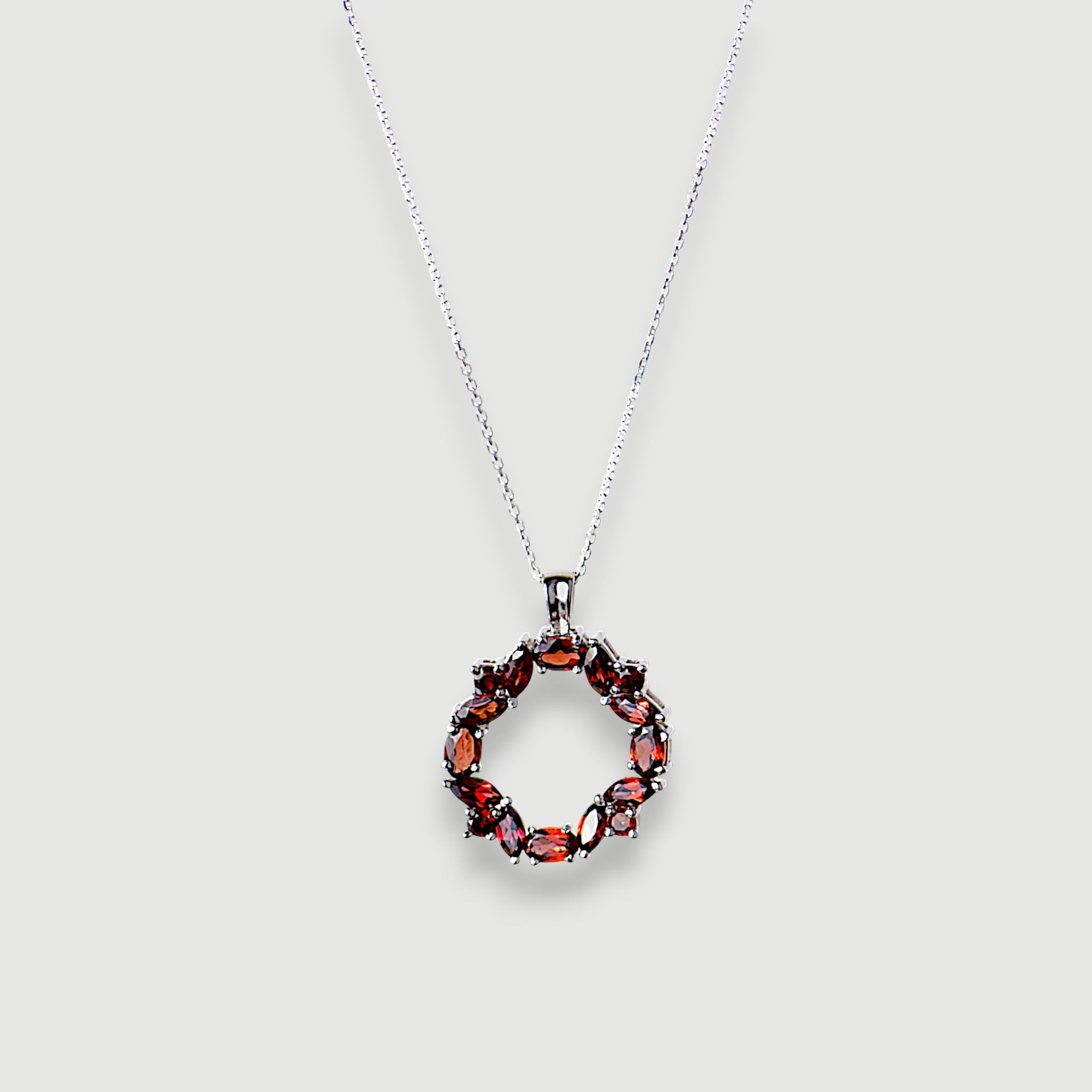 Garnet Wreath Pendant Necklace