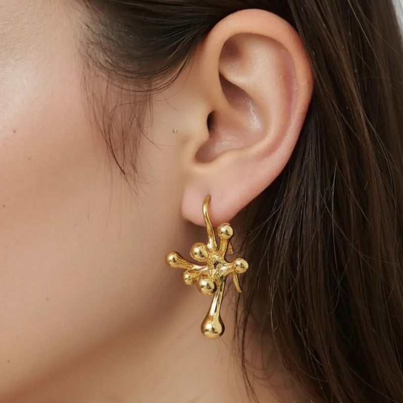 Golden Abstract Art Earrings