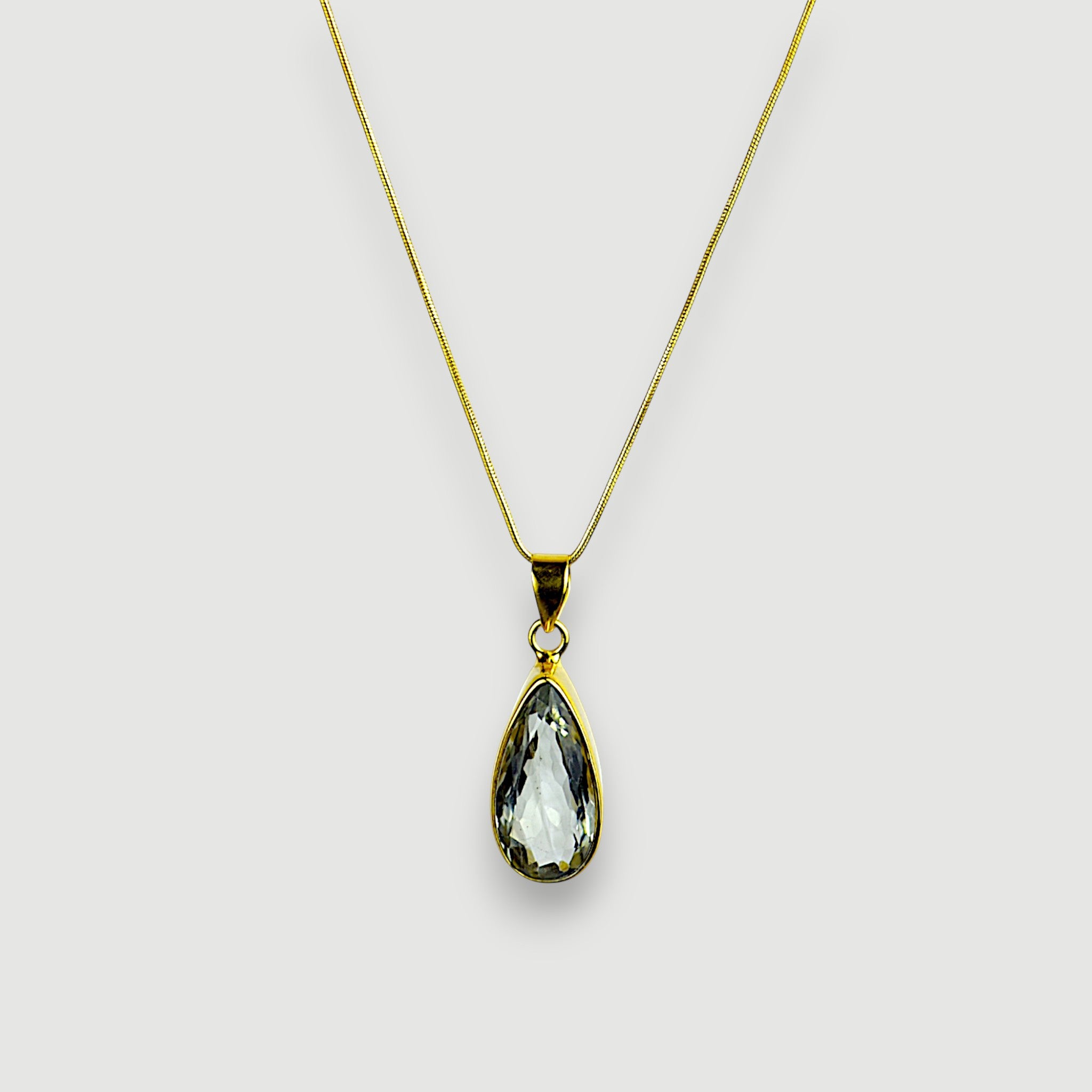 Green Amethyst Teardrop Pendant Necklace