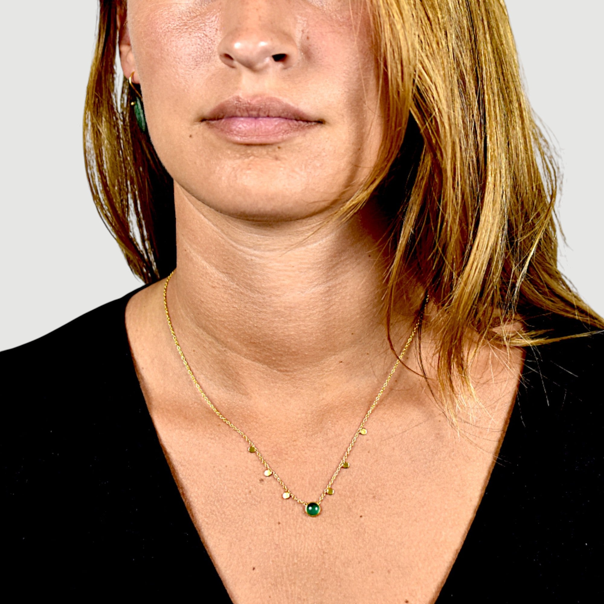 Green Chalcedony Charm Necklace