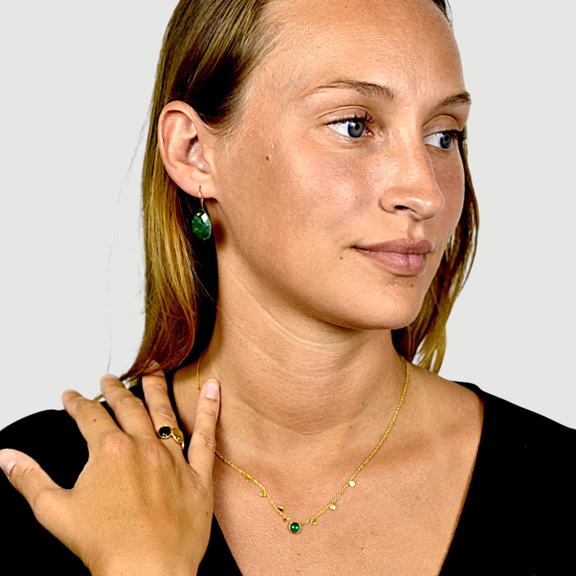 Green Chalcedony Charm Necklace