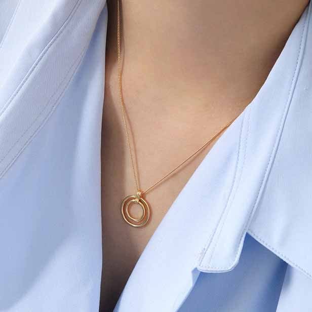 Ring Pendant Necklace gold plated in 925 sterling silver 3
