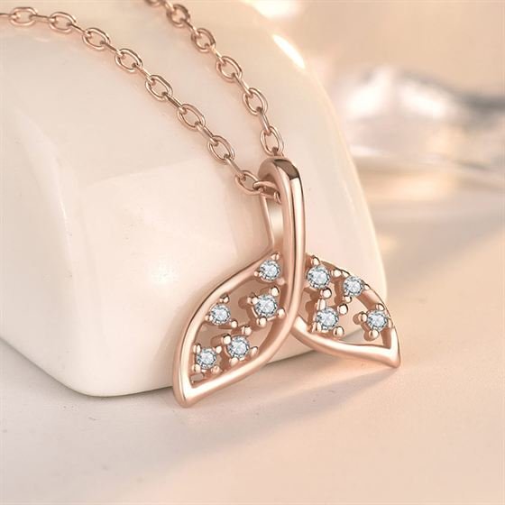 Fishtail Charm Necklace rose gold color in sterling silver 2