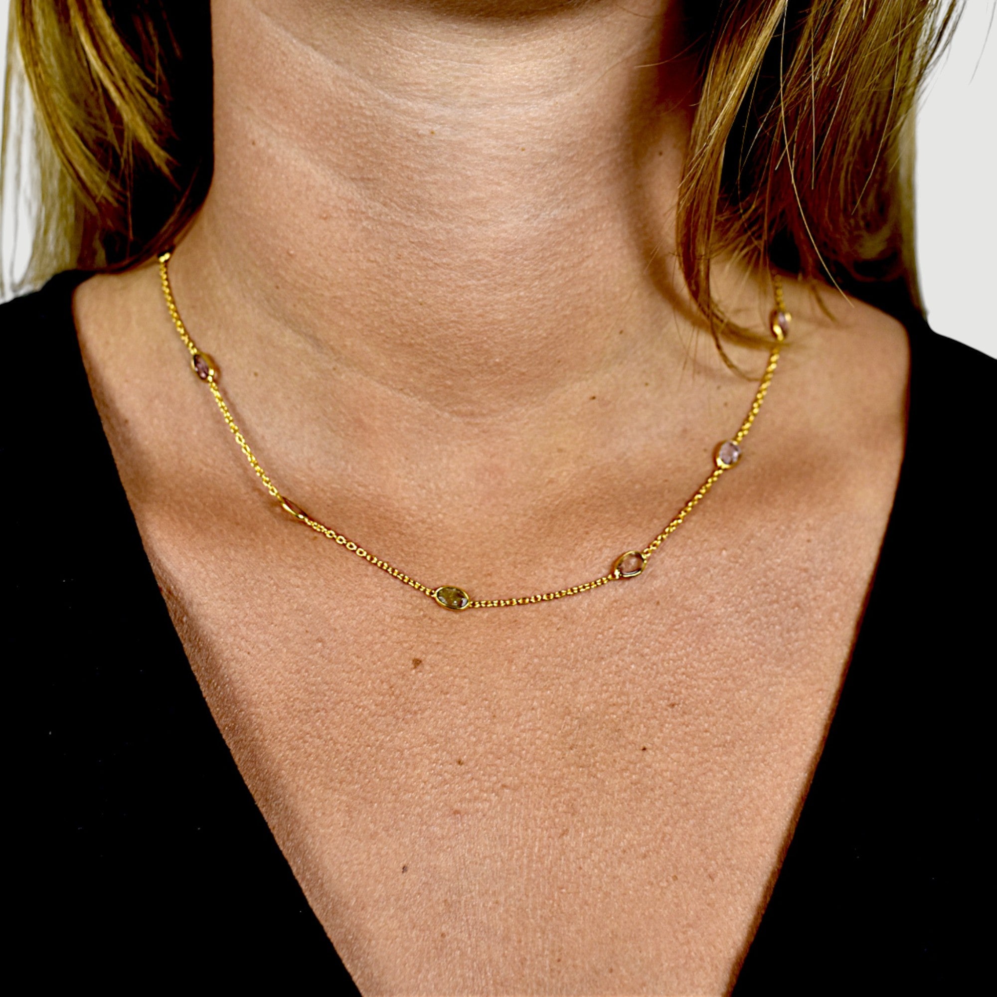Multi-Gemstone Station Necklace