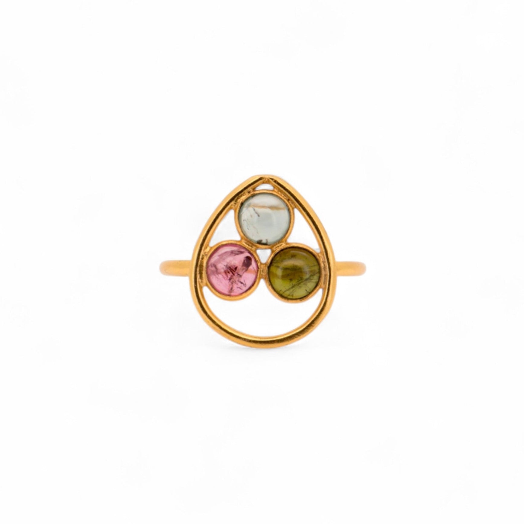 Multicolor Tourmaline Drop Ring