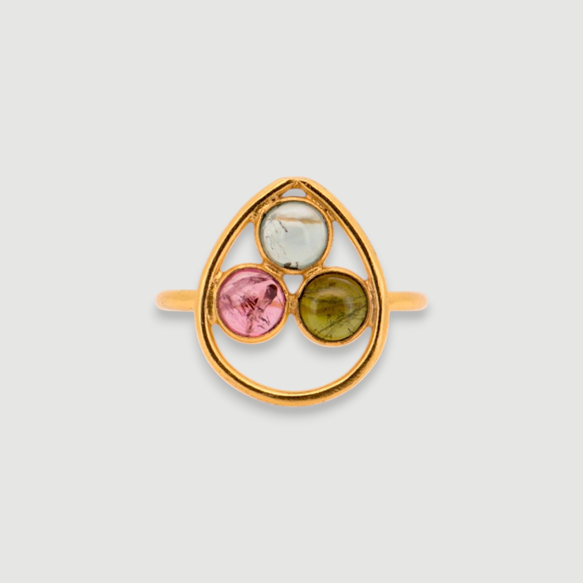 Multicolor Tourmaline Drop Ring