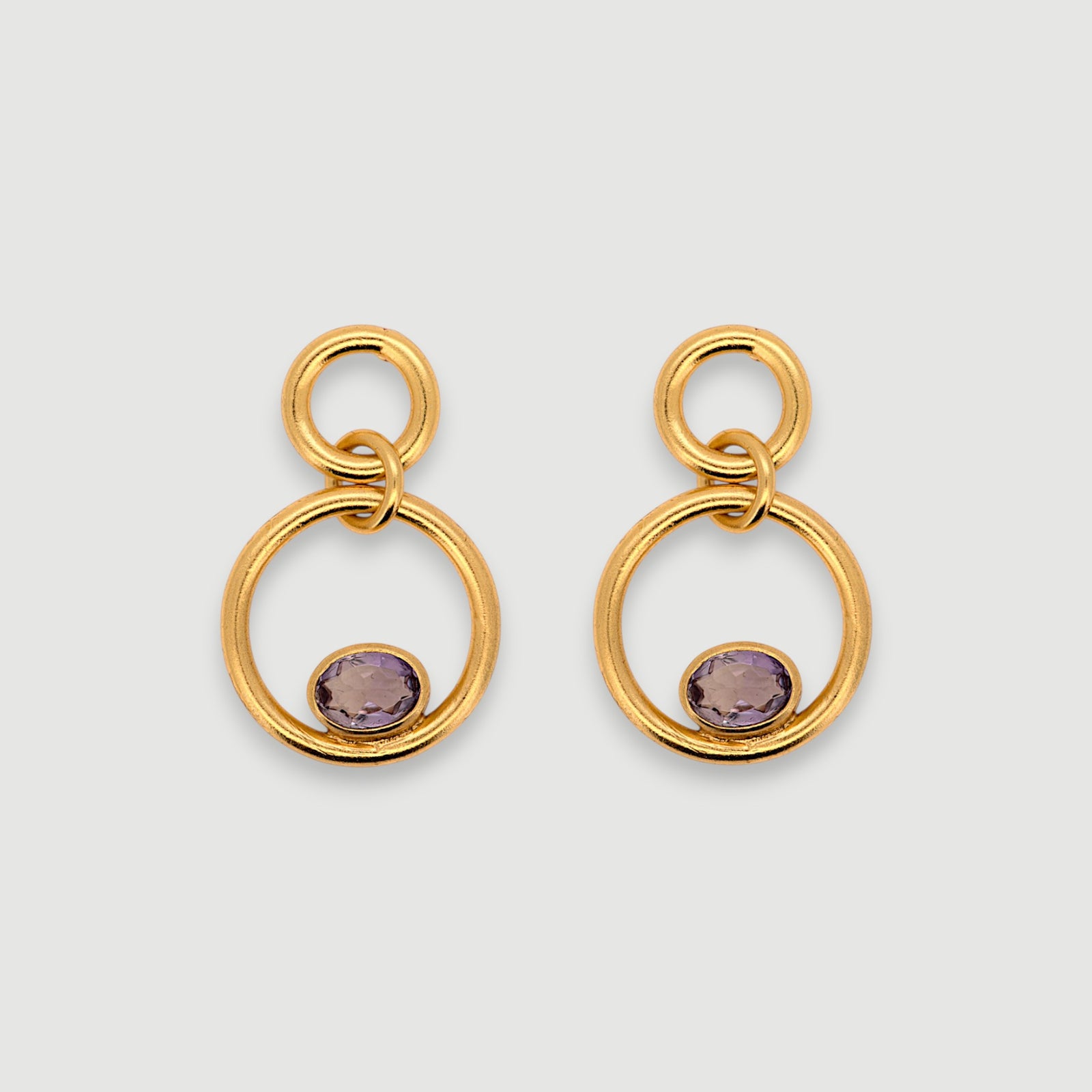 Natural Amethyst Circle Drop Earrings1