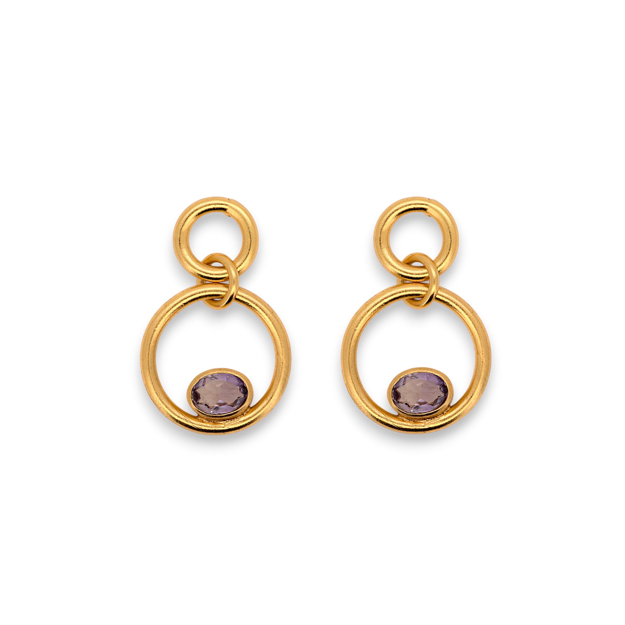 Natural Amethyst Circle Drop Earrings1