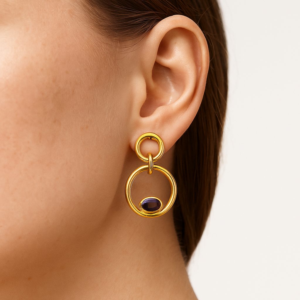 Natural Amethyst Circle Drop Earrings2