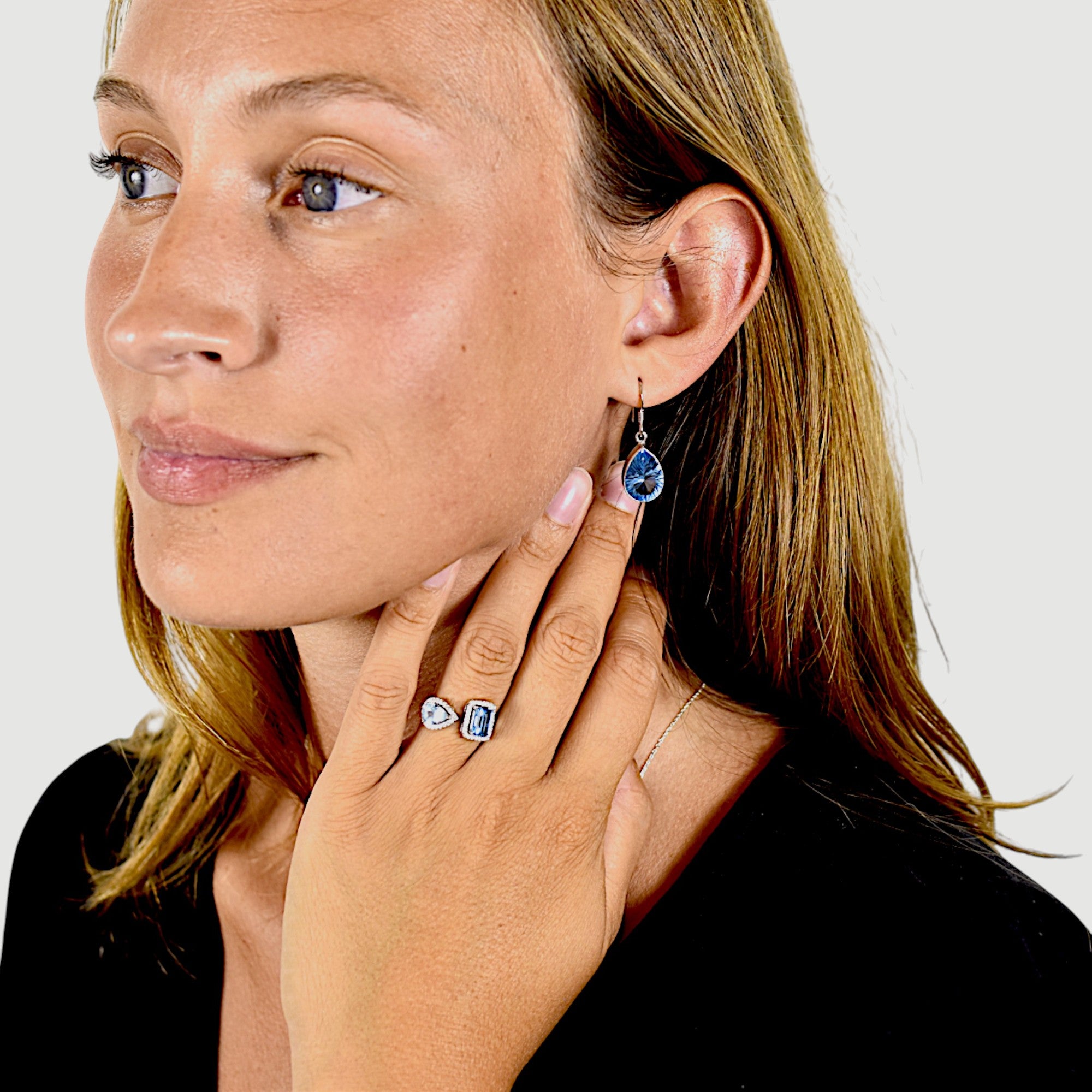 Natural Blue Topaz Teardrop Earring24