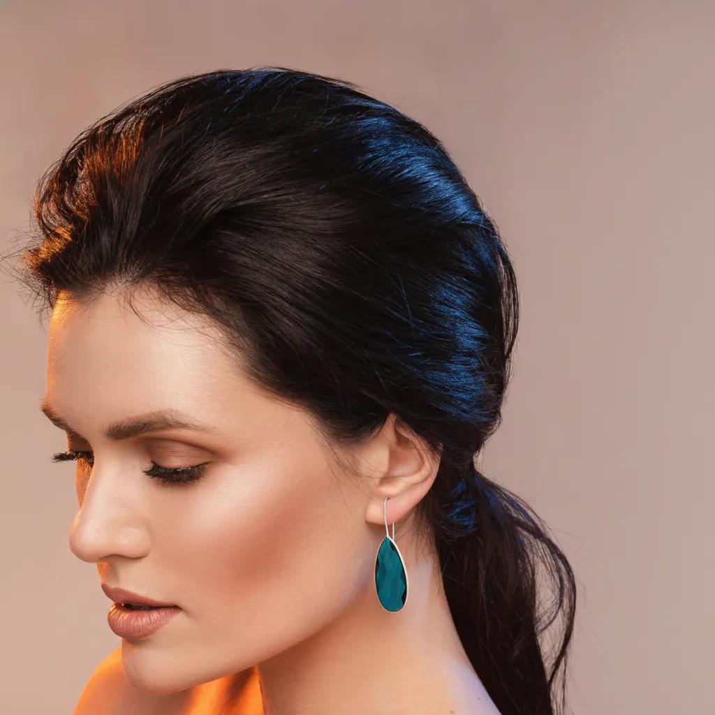 Natural Blue Topaz Teardrop Earring