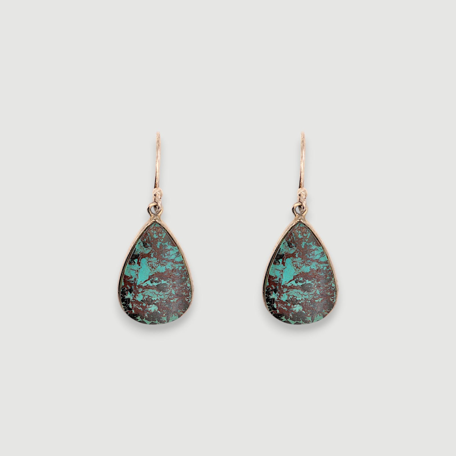 Natural Chrysocolla Teardrop Earring1
