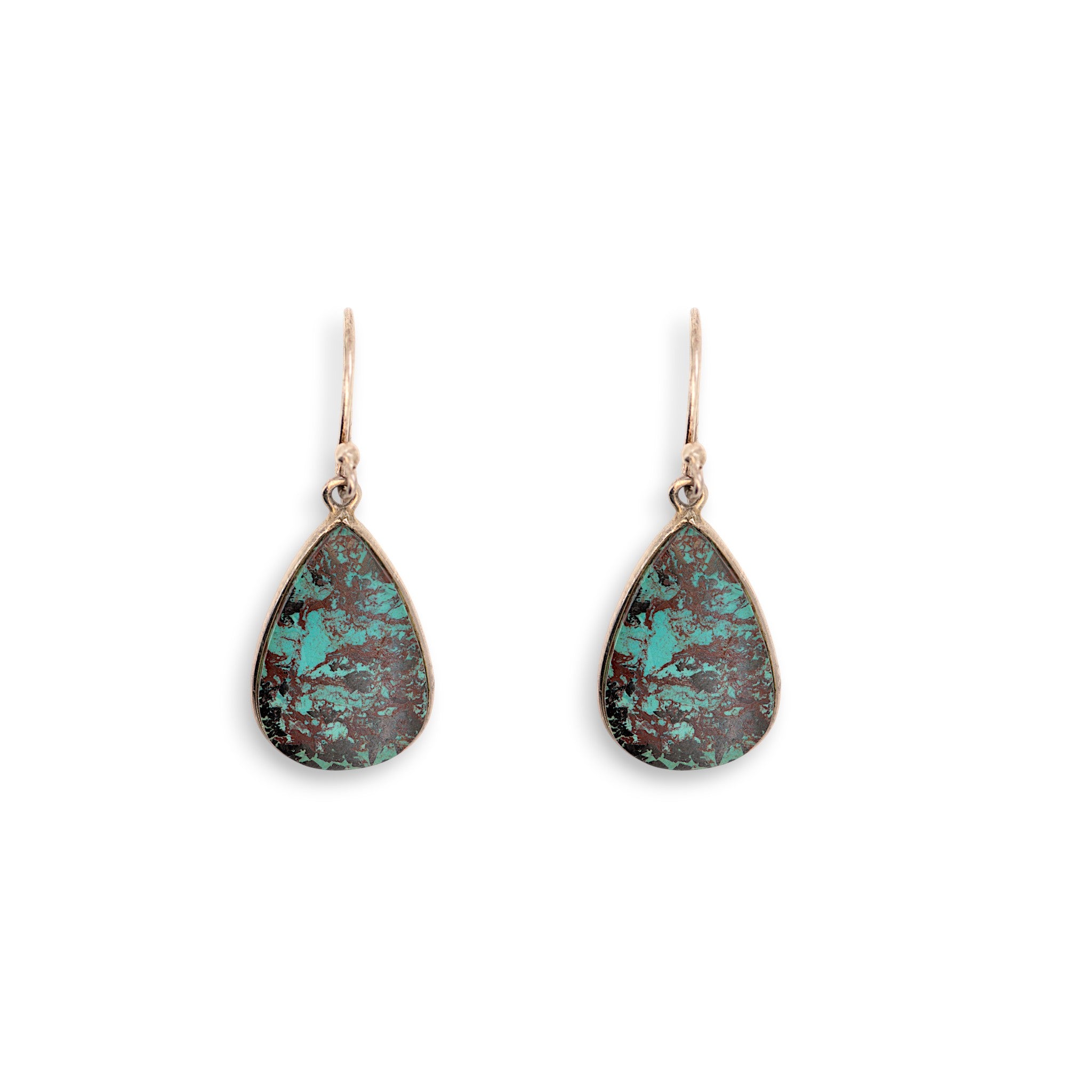 Natural Chrysocolla Teardrop Earring1