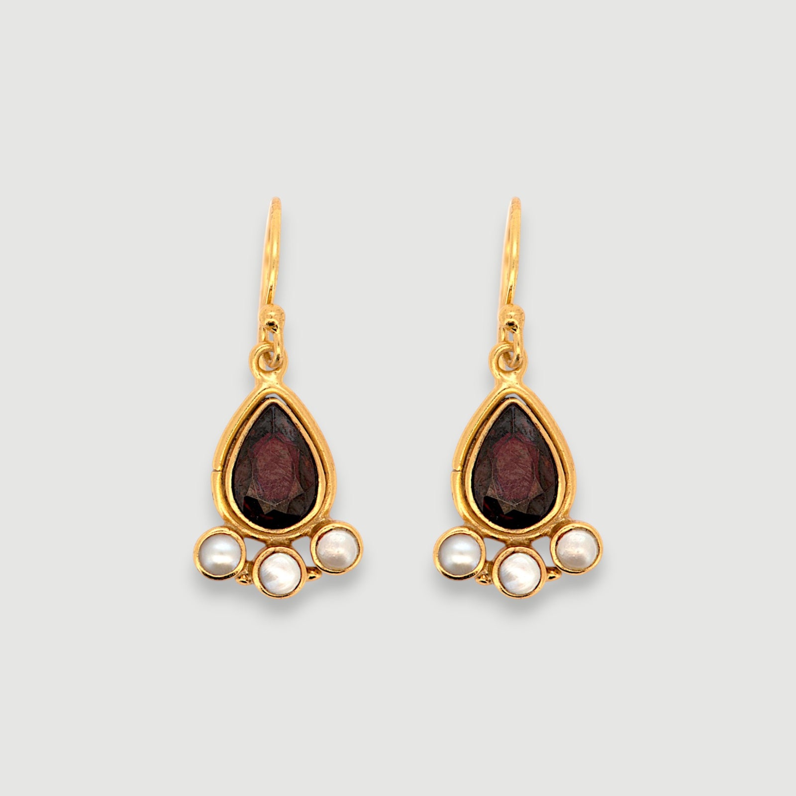 Natural Garnet & Pearl Drop Earrings1