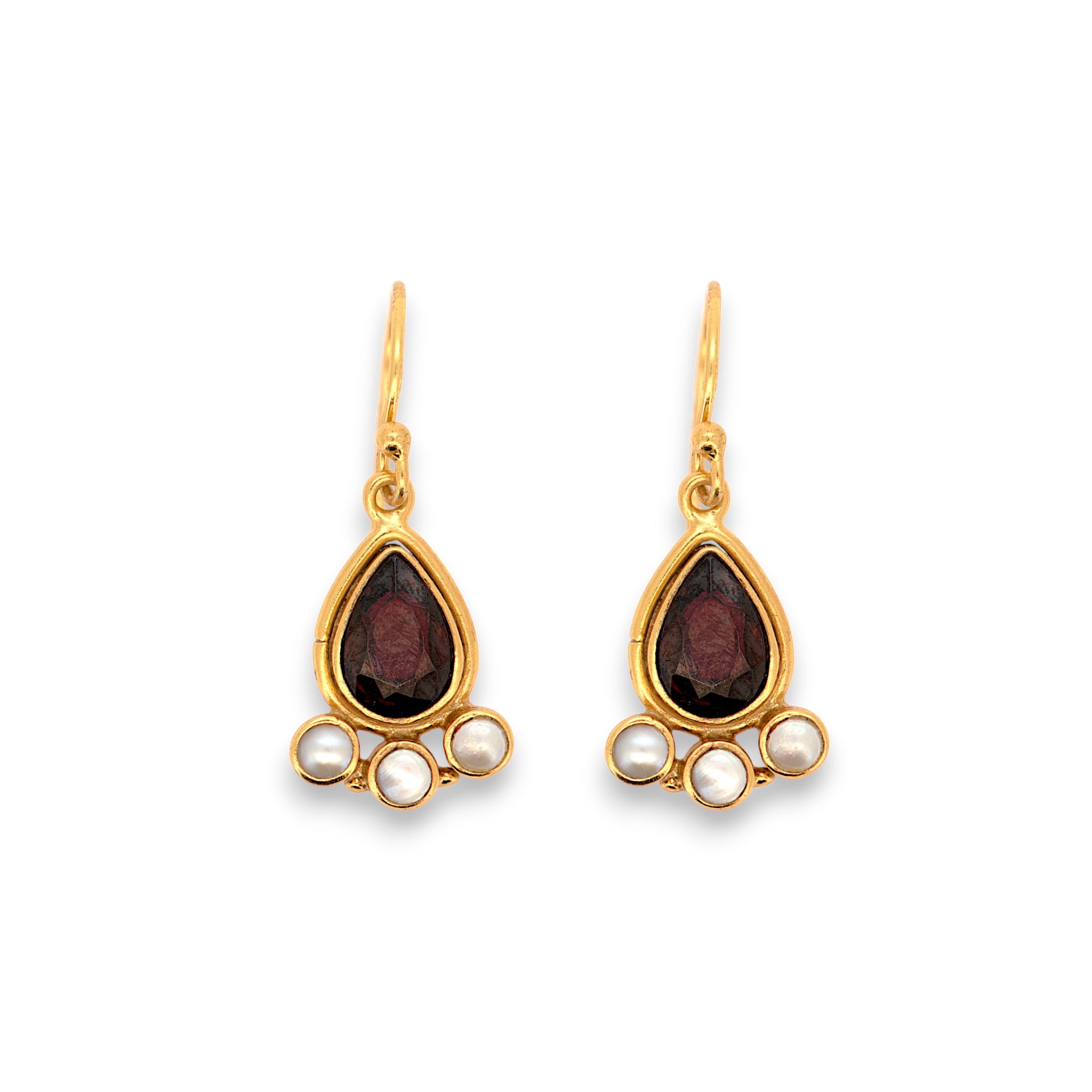 Natural Garnet & Pearl Drop Earrings1