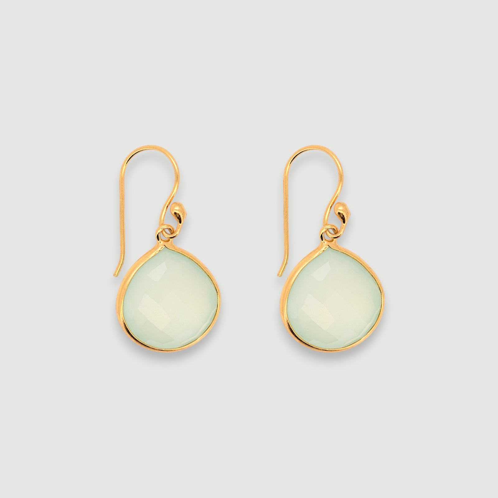 Natural Green Chalcedony Teardrop Earring1
