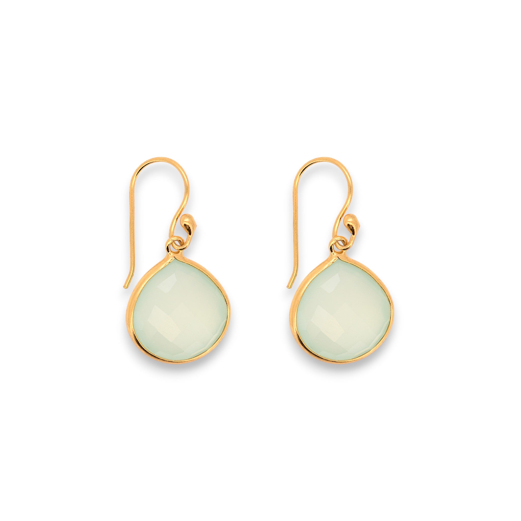 Natural Green Chalcedony Teardrop Earring1