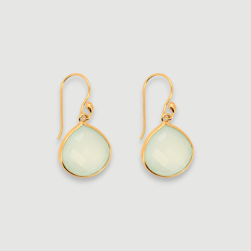 Natural Green Chalcedony Teardrop Earring1