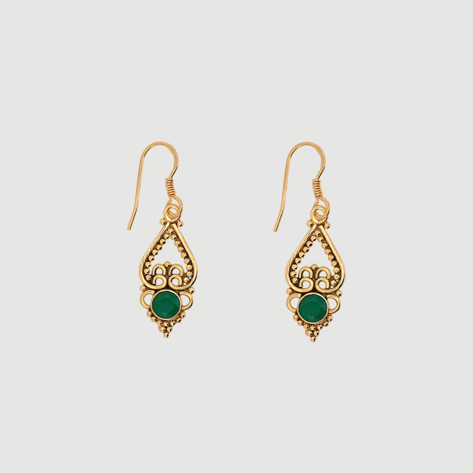 Natural Green Onyx Drop Earring1
