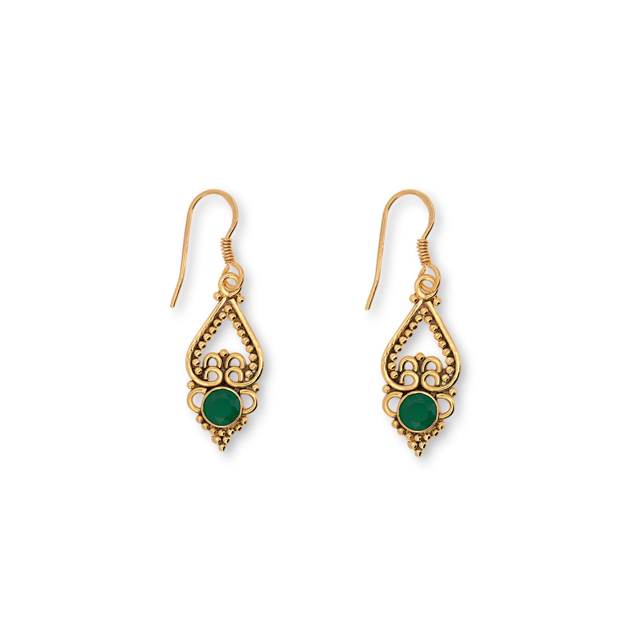 Natural Green Onyx Drop Earring1
