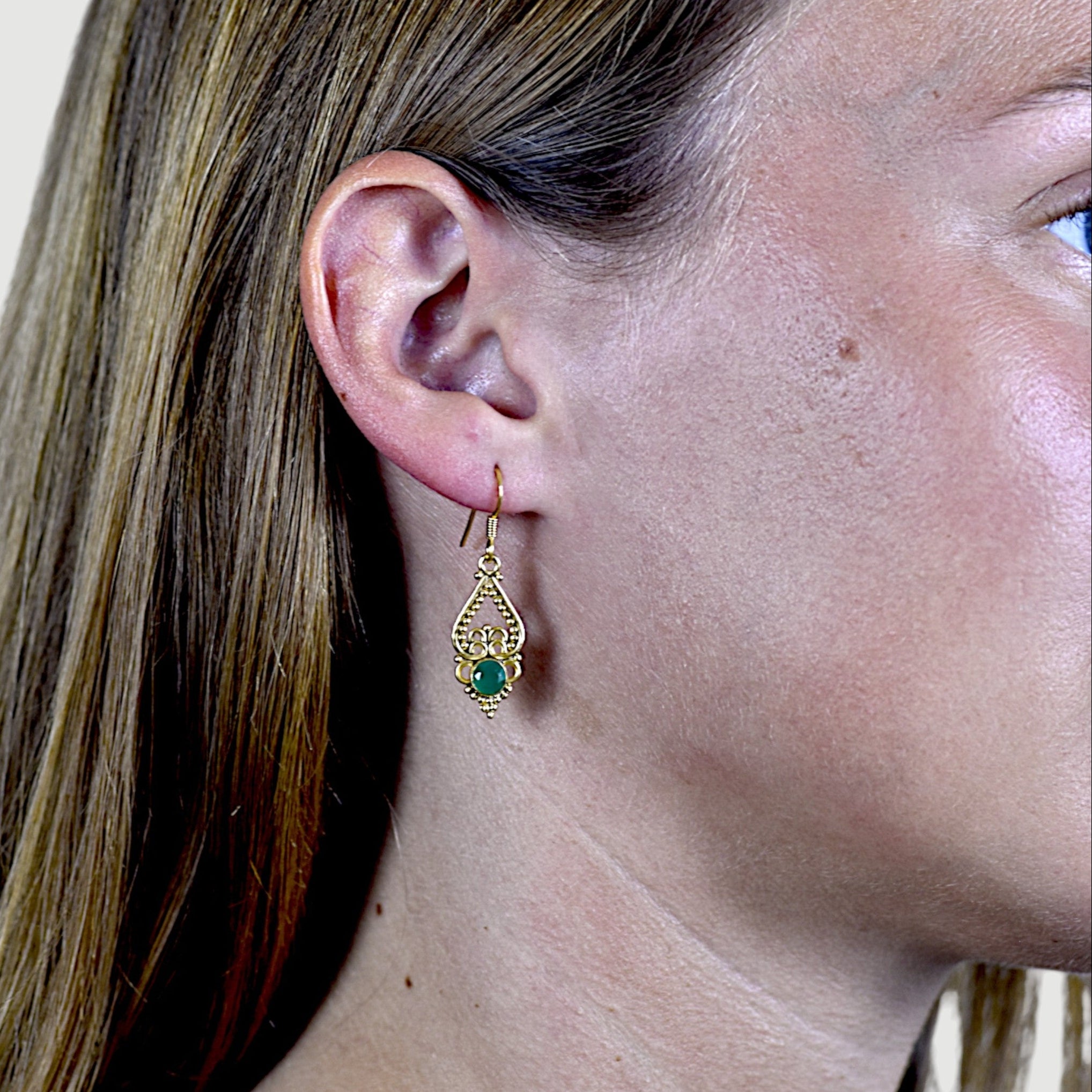 Natural Green Onyx Drop Earring2