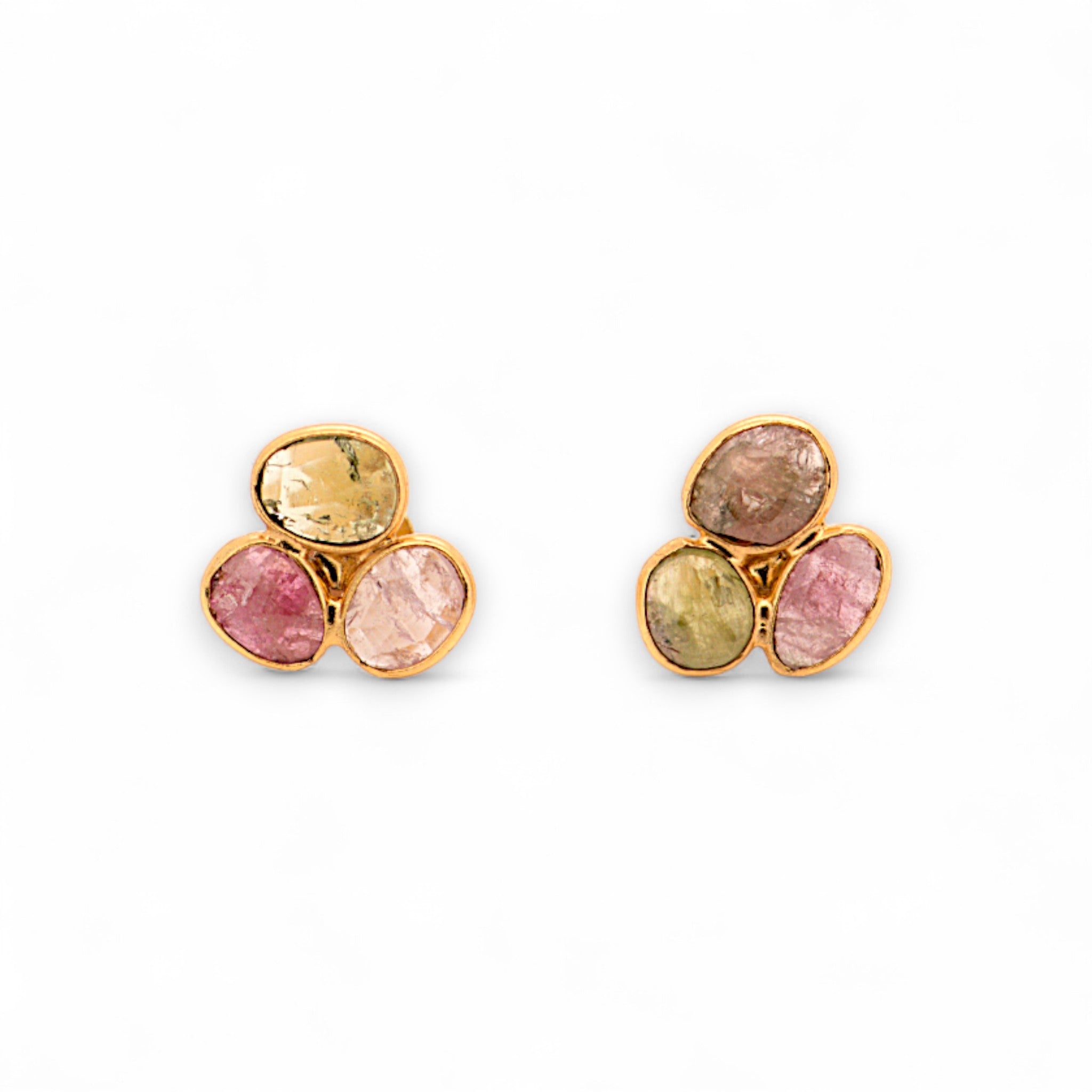 Natural Multi-Color Tourmaline Stud Earrings1
