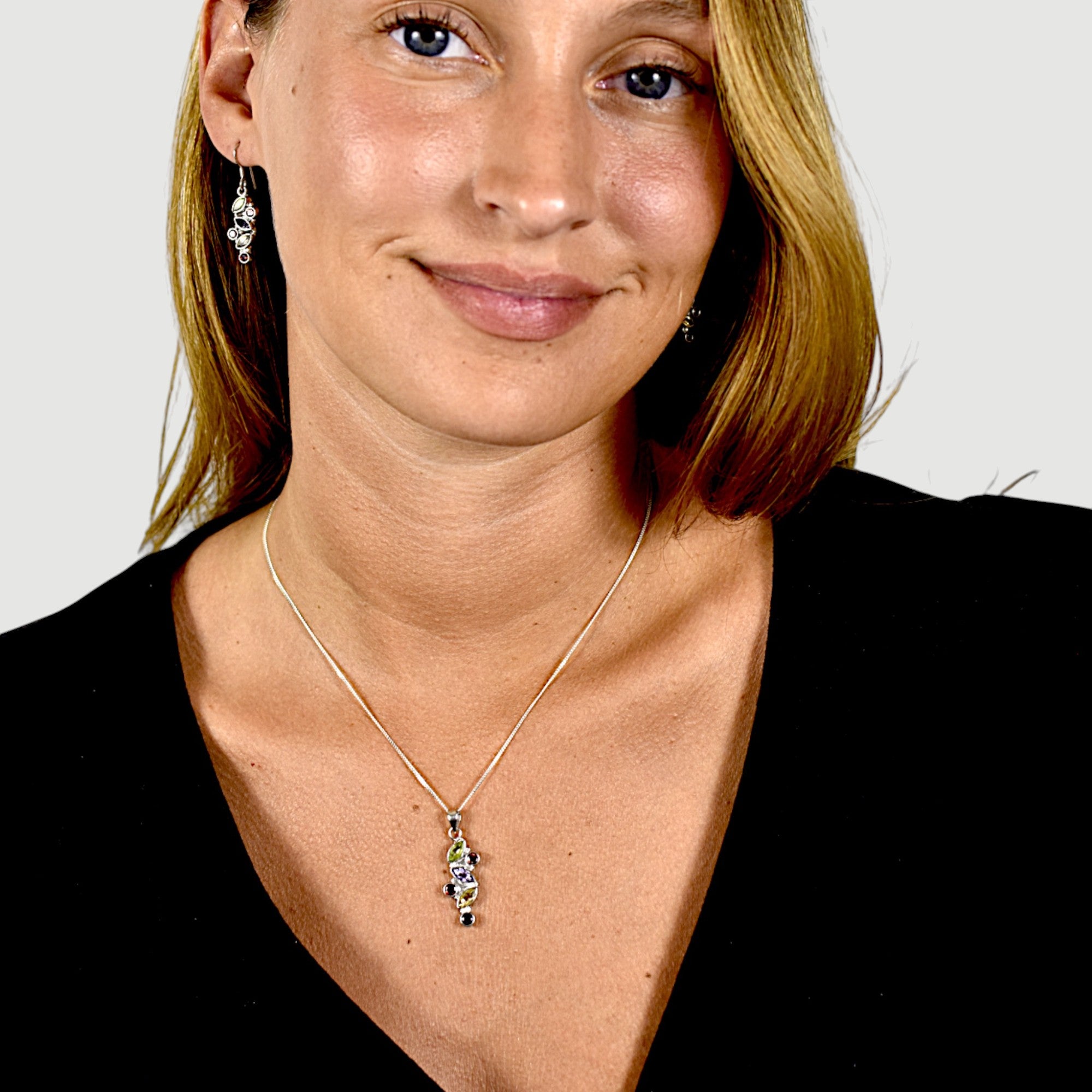 Natural Multi-Gemstone Drop Earrings3