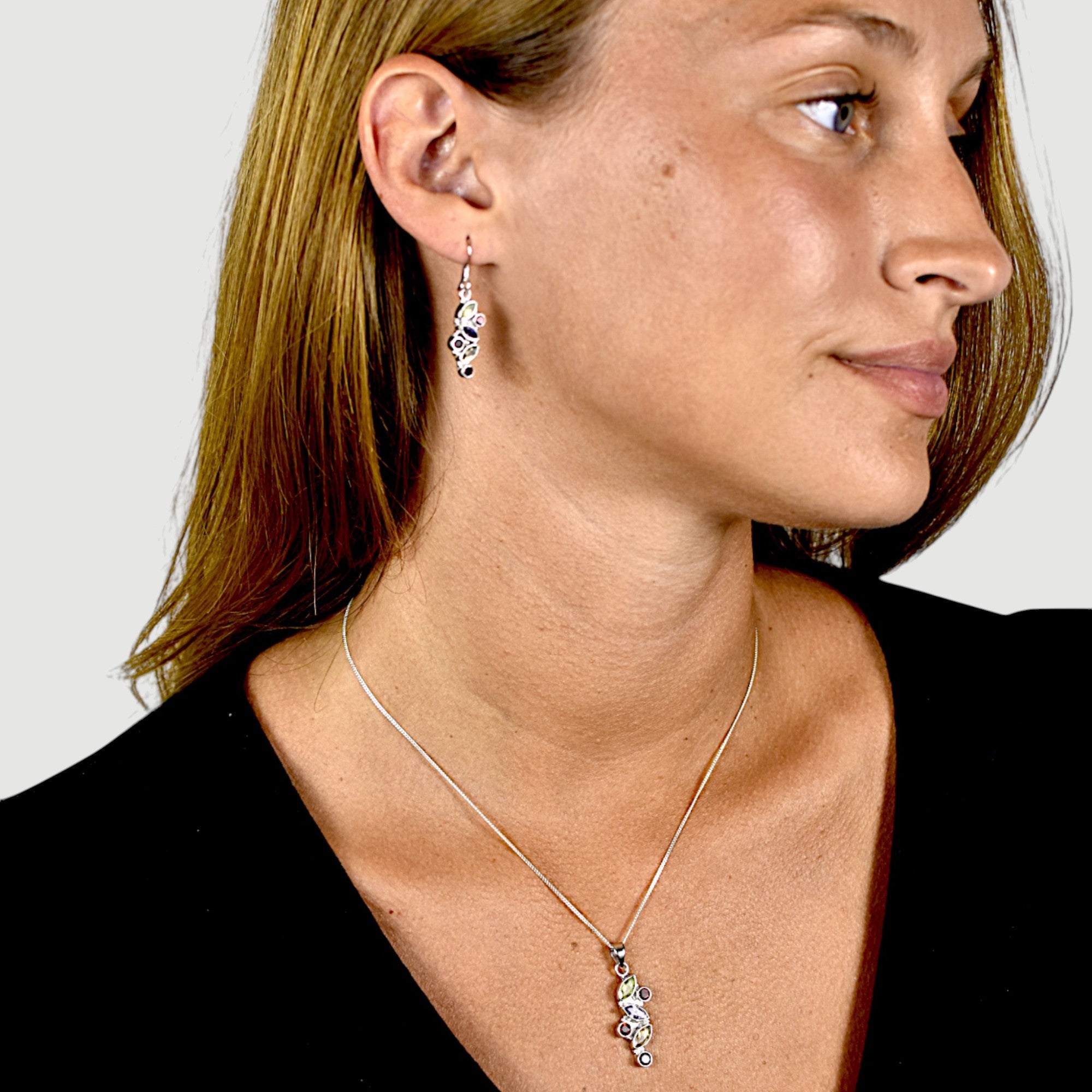 Natural Multi-Gemstone Drop Earrings5