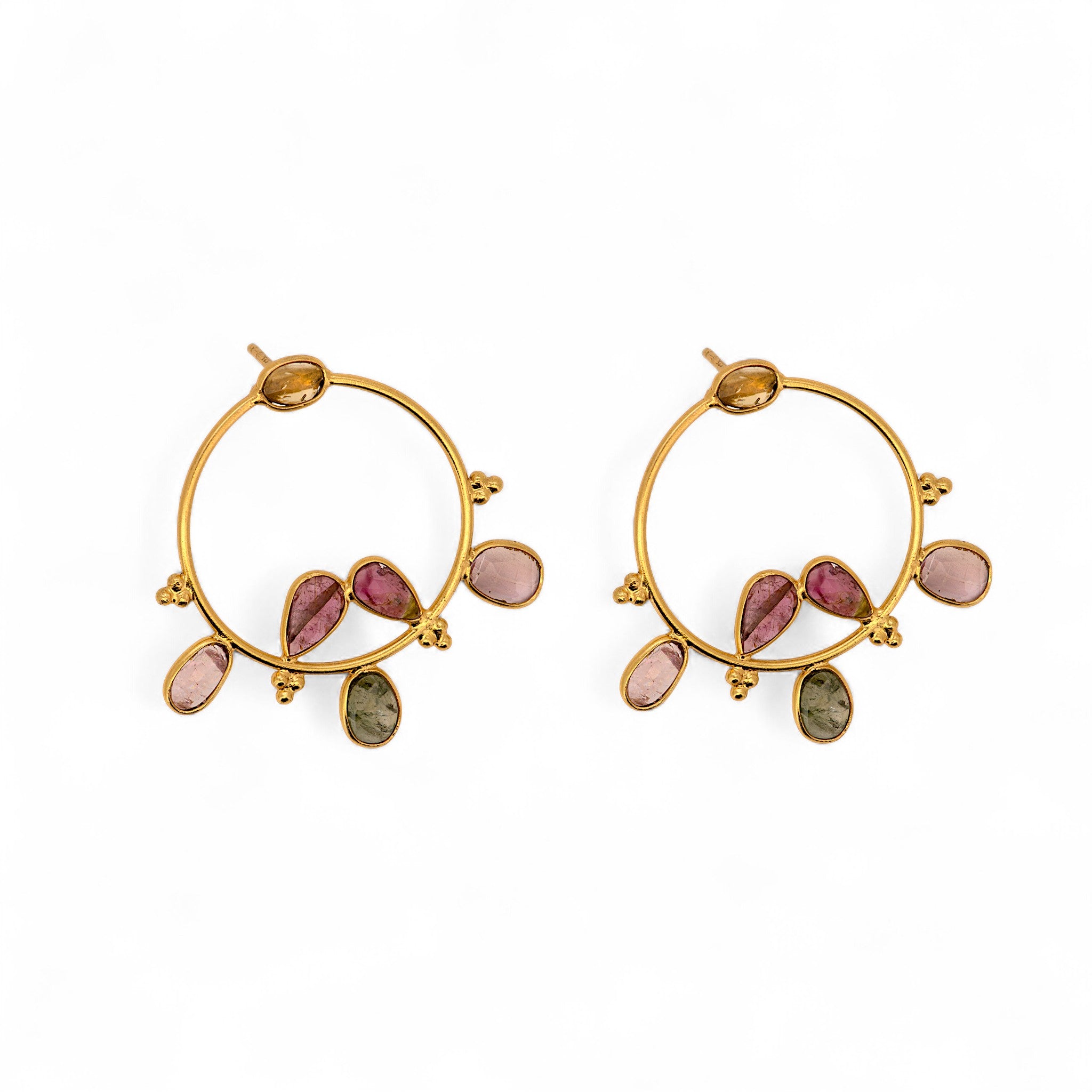 Natural Multi-Tourmaline Hoop Earring1