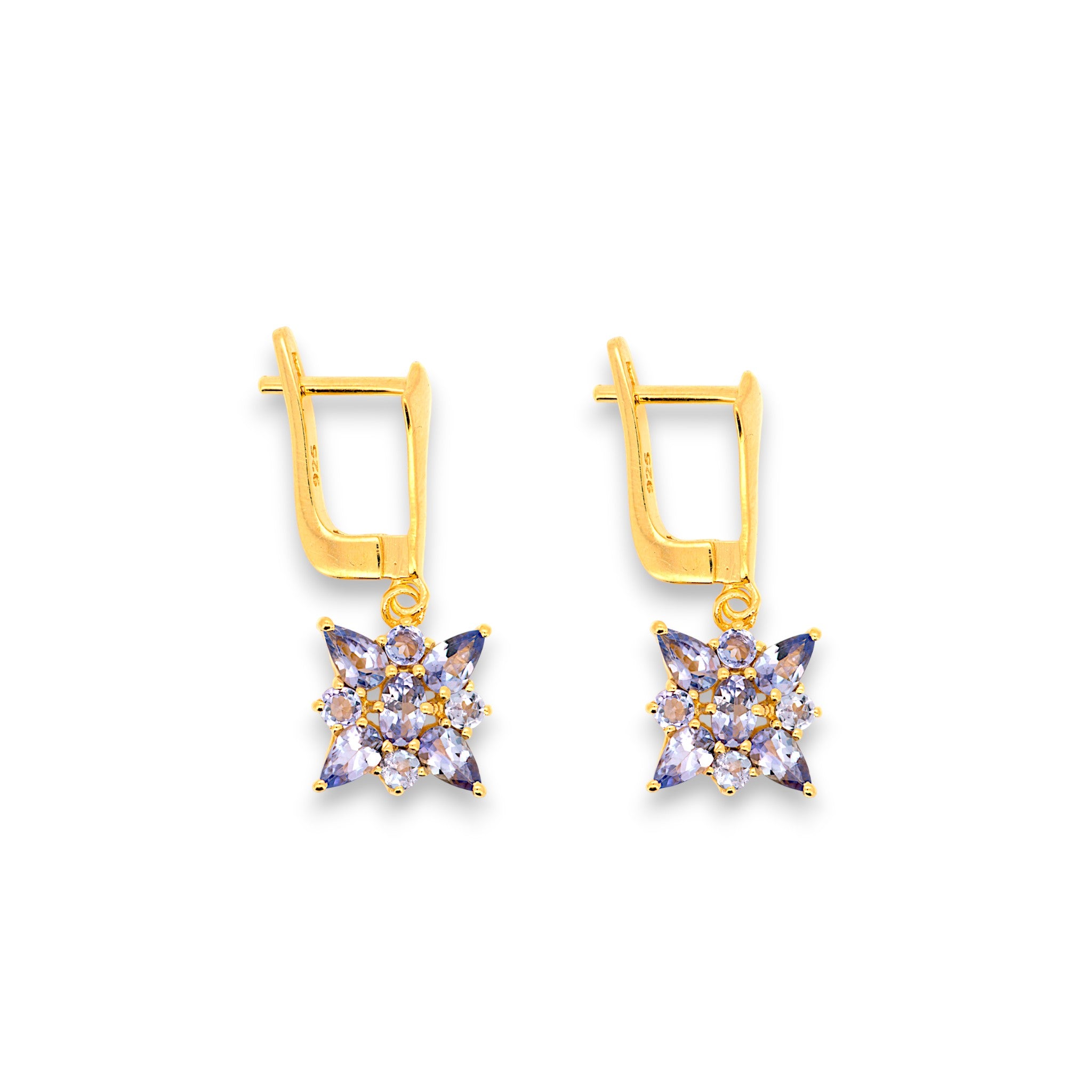 Natural Tanzanite Flower Drop Earring1
