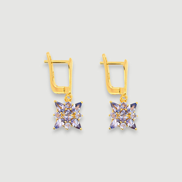 Natural Tanzanite Flower Drop Earring1