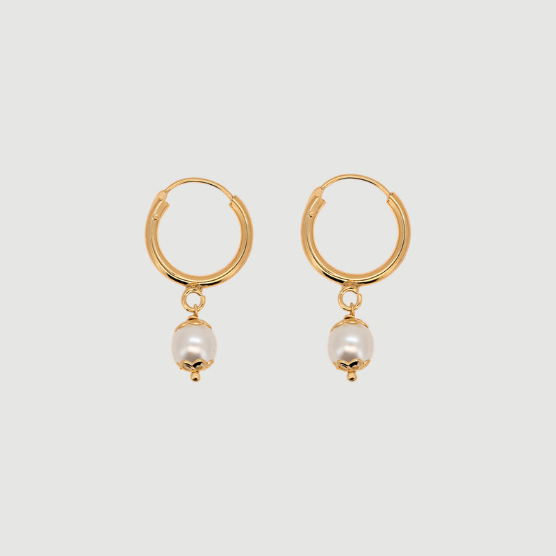 Pearl Drop Hoop Earring