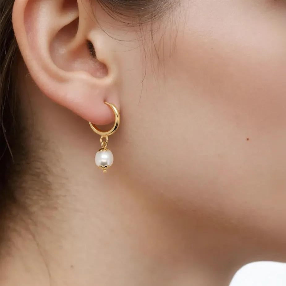 Pearl Drop Hoop Earring