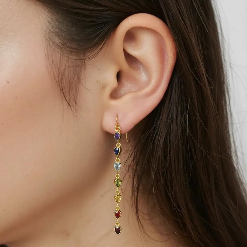 Rainbow Natural Gemstone Earrings