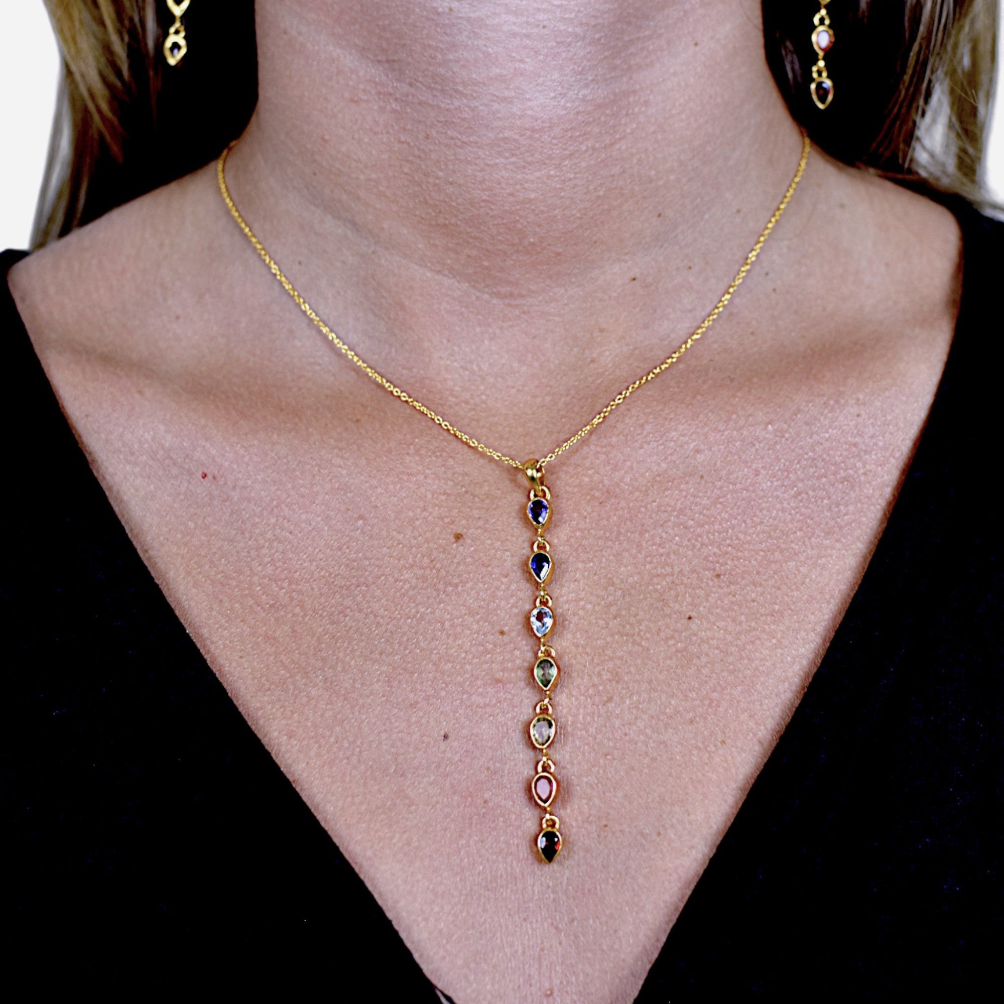 Rainbow Natural Gemstone Necklace