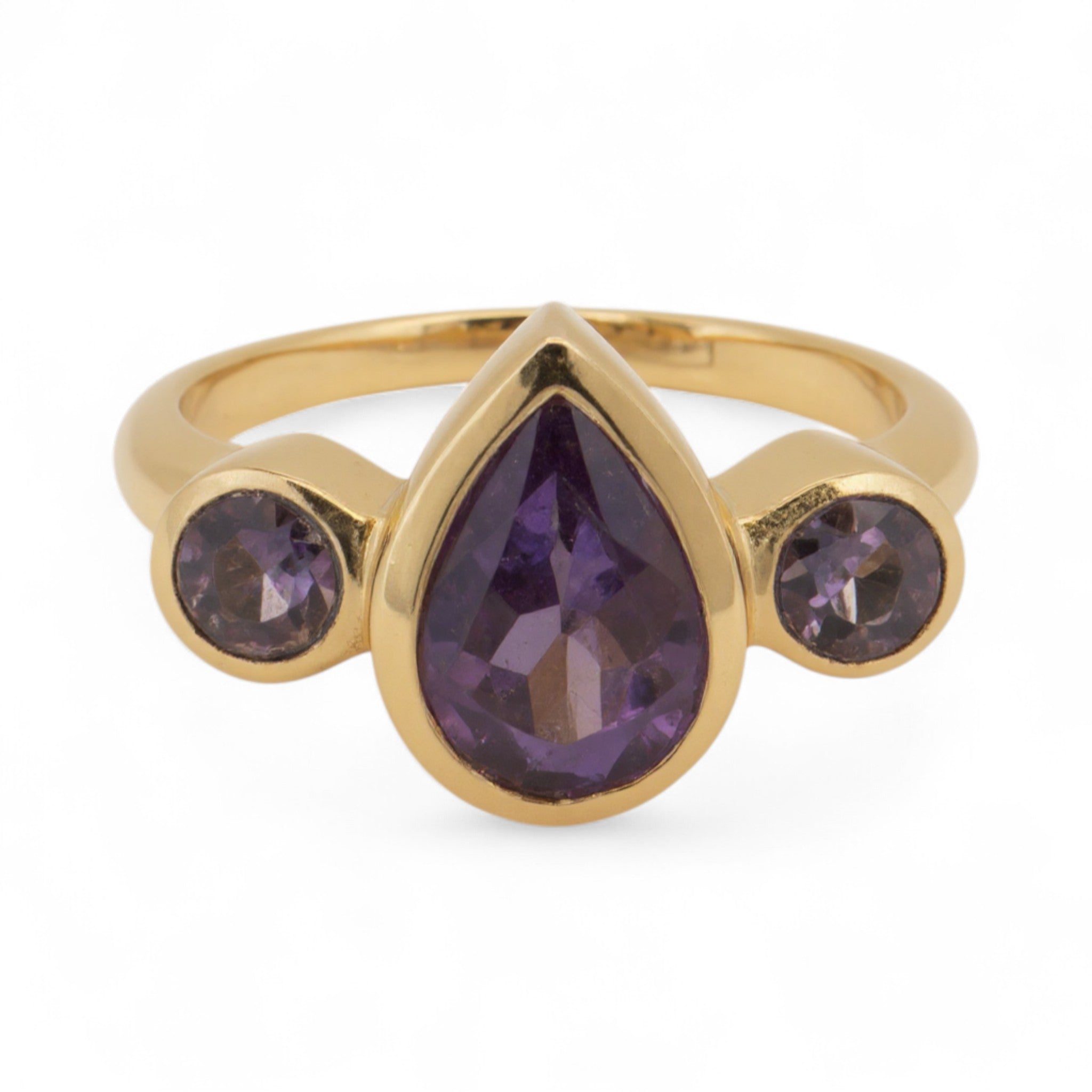 Teardrop Amethyst Trio Ring