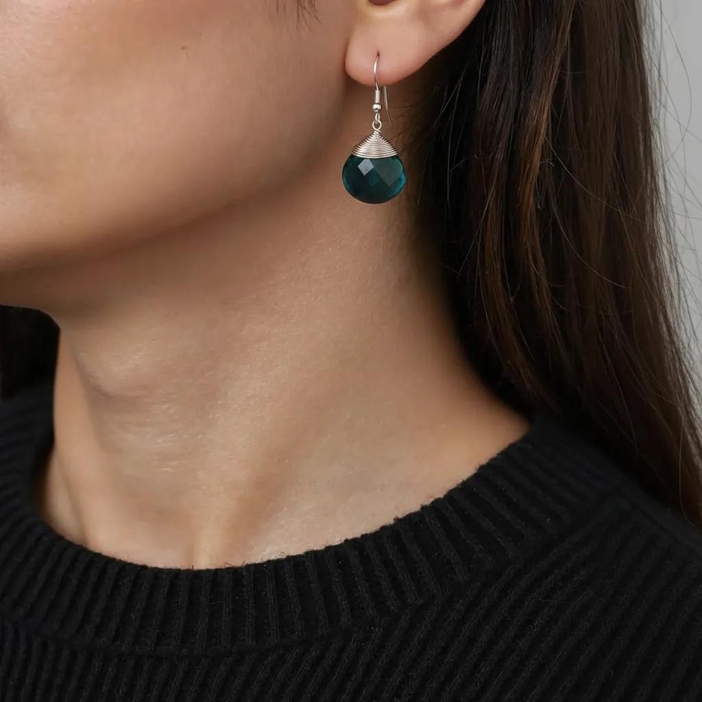 Teardrop Blue Chalcedony Earrings