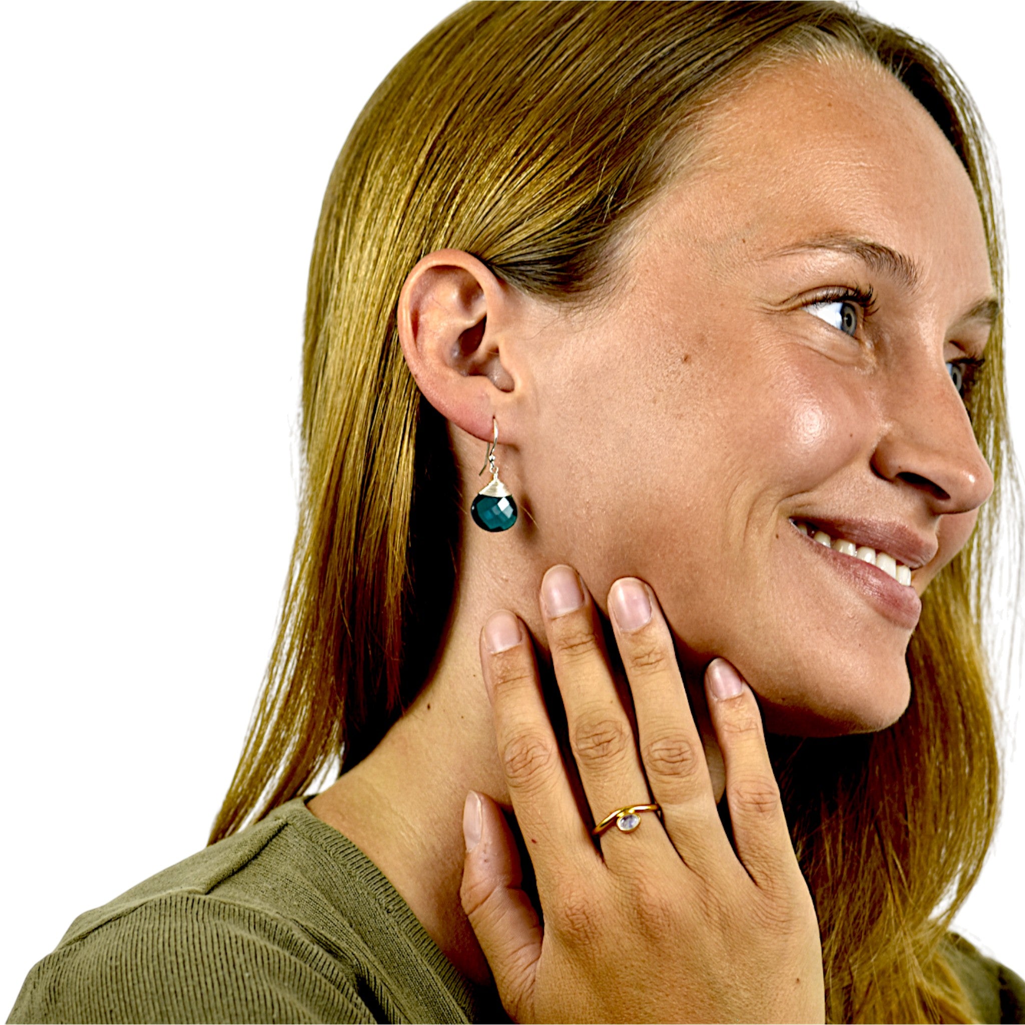 Teardrop Blue Chalcedony Earrings2