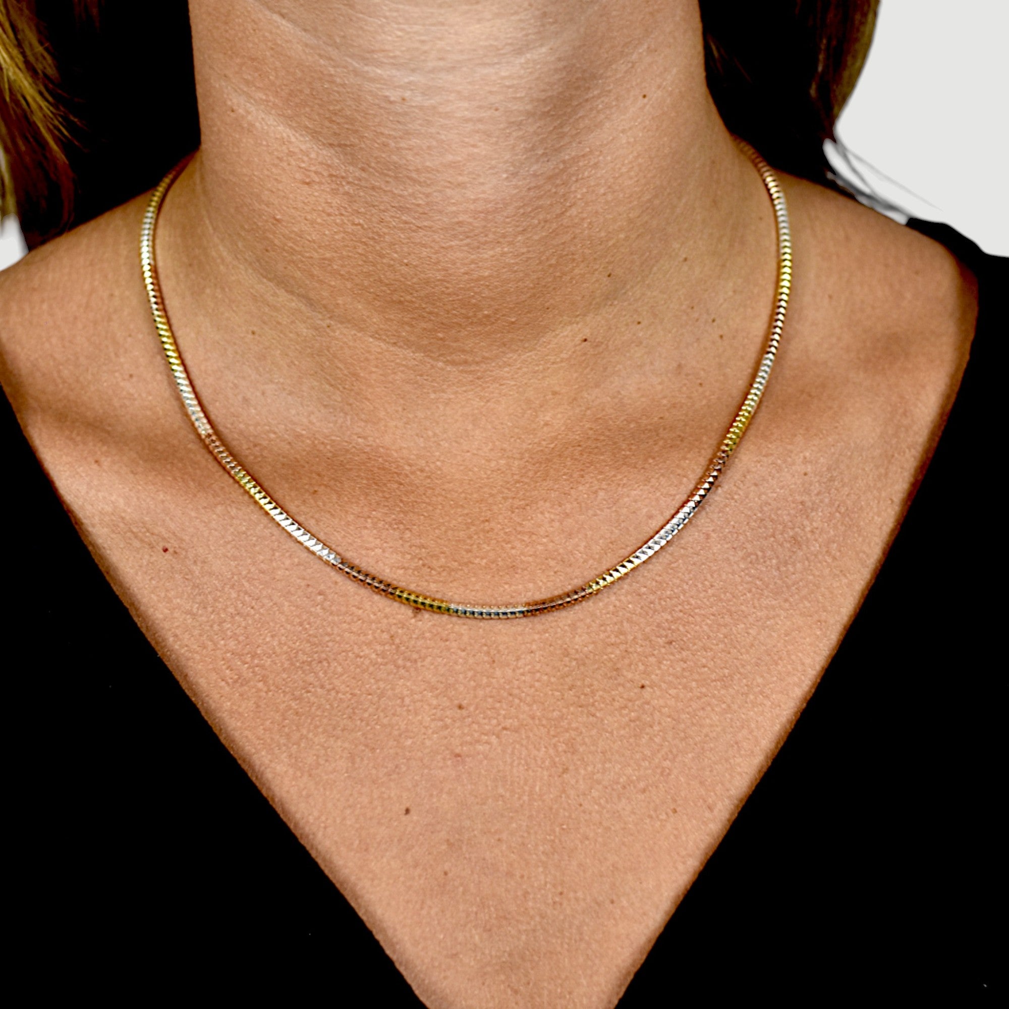 Tricolor Italian Chain Necklace