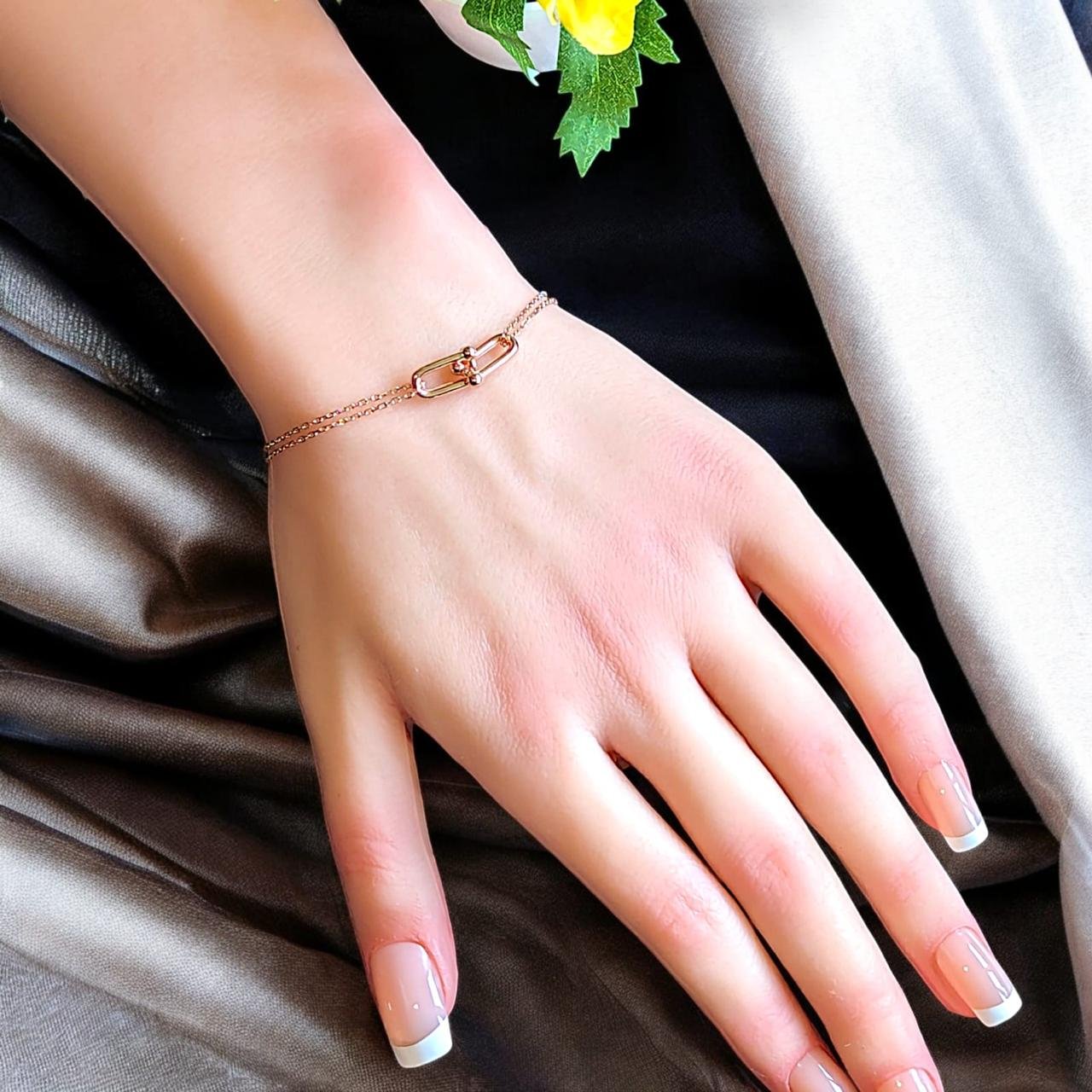 Chain link bracelet in 925 sterling silver and rose gold 2