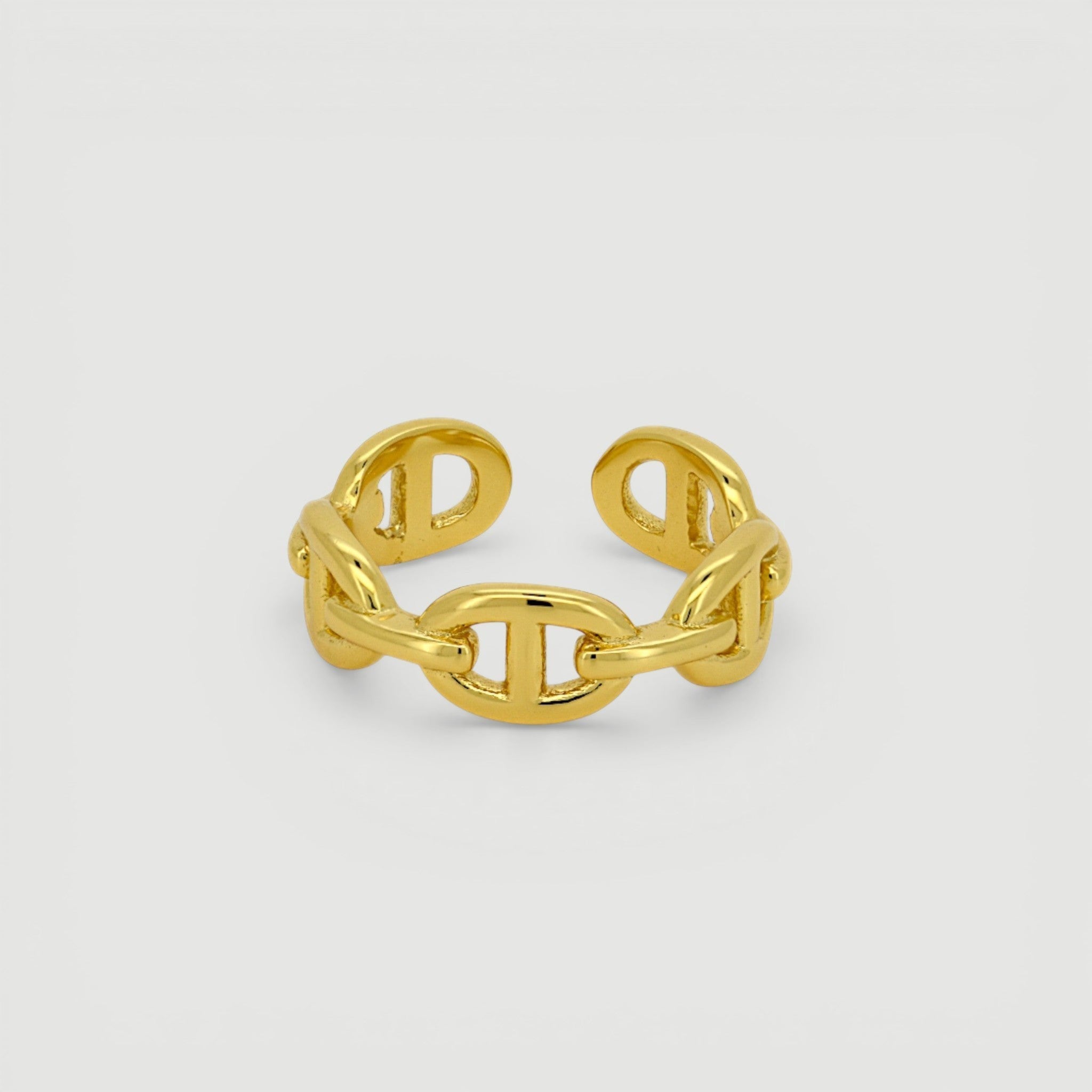 Amara Jewels gold-plated 925 sterling silver chain link open ring with adjustable fit.