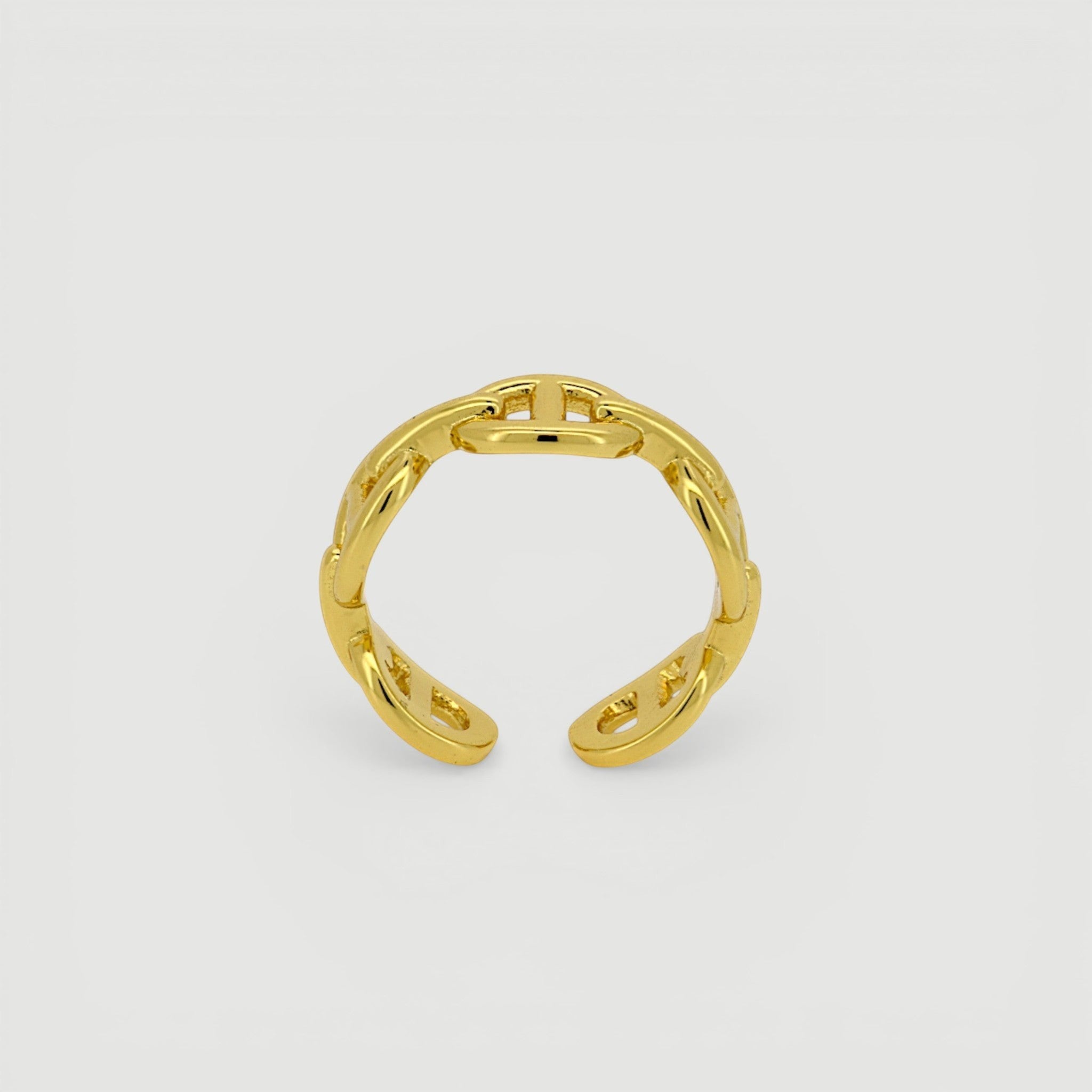 Amara Jewels gold-plated 925 sterling silver chain link open ring with adjustable fit.